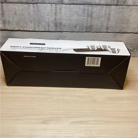 Servappetit Drift Condiment Server :11.8" x 4.3"-Stainless Steel and Acacia Wood - Picture 8 of 8